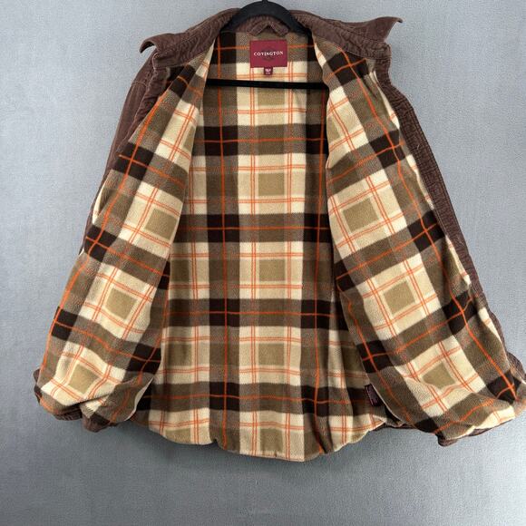 Covington Plaid Heavy Fleece Lined Corduroy Shacket Mens XL Brown Button Down - Picture 8 of 12